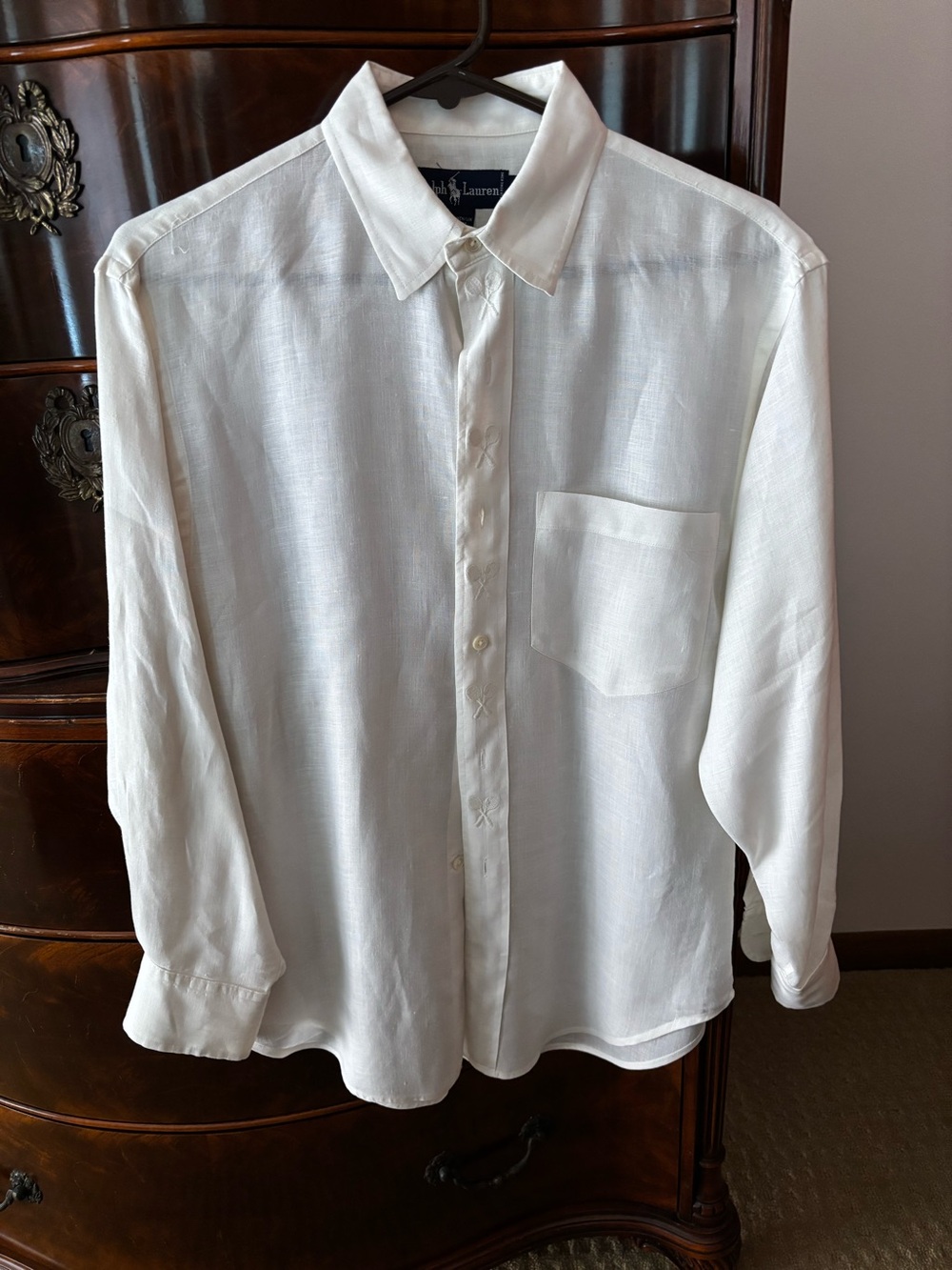 Ralph Lauren Women’s White Linen Long-Sleeve Button Shirt